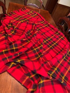 Red Plaid Fringe Blanket Throw